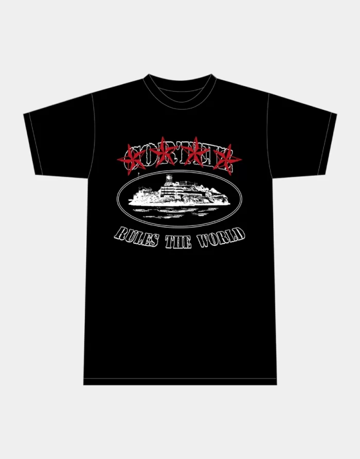 Corteiz Merch 4Starz Alcatraz Black T-Shirt