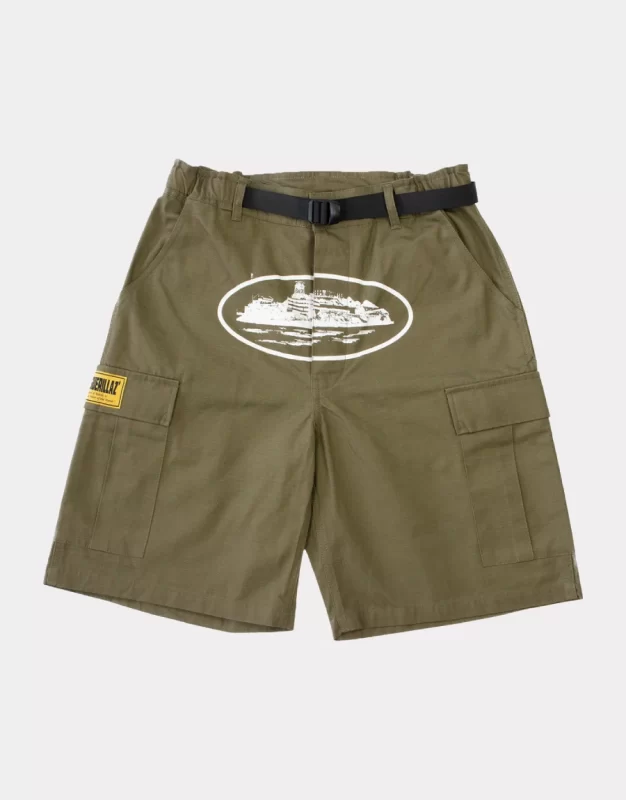 Corteiz Merch Alcatraz Khaki Green Shorts