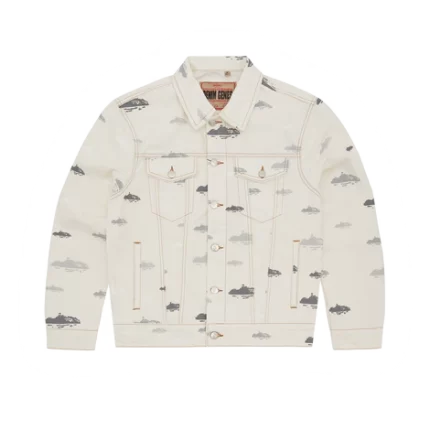 Corteiz Merch Pattern Denim Cream JACKET