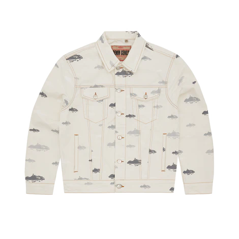 Corteiz Merch Pattern Denim Cream JACKET