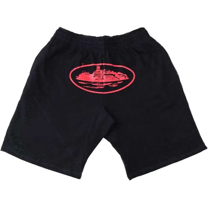 Corteiz Merch Alcatraz Black/Red Shorts