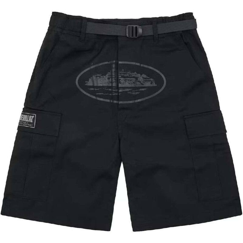 Corteiz Merch Alcatraz Triple Black Shorts