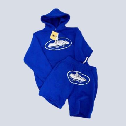 Corteiz Merch Big Logo Short Blue Tracksuit